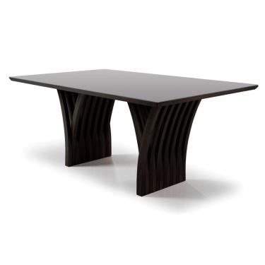 Imagem de Mesa Yady 200 Vidro Off White Acabamento Tabaco