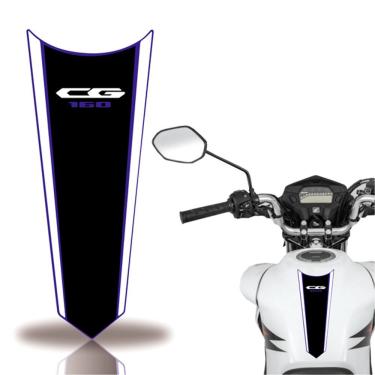 Imagem de Adesivo Faixa Gravata Tanque Moto Cg 160 150 Titan Fan 160 Preto Azul