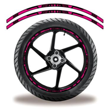 Imagem de Friso De Roda Adesivo Refletivo Estrela Rosa Rosa