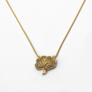 Imagem de Colar árvore Da Vida Zircônia Verde Banhado A Ouro 18k
