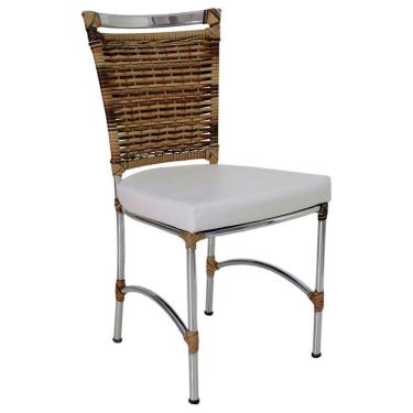 Imagem de Cadeira Em Alumínio E Fibra Sintética Jk Cozinha Edícula Cappuccino E Nautico Branco