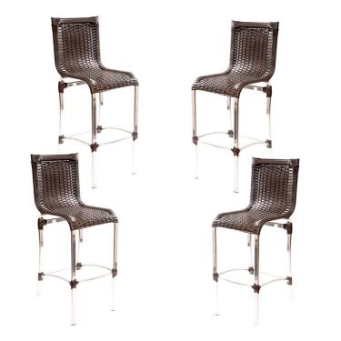 Imagem de 4 Banquetas Alta Haiti Em Alumínio Para Cozinha Bar Edícula Tabaco