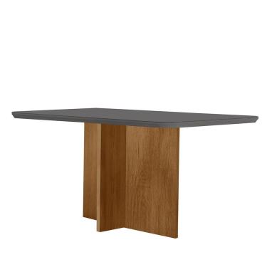 Imagem de Mesa de Jantar Olimpia Retangular Vidro 120cm Grafite Imbuia com Canto Copo Estilo Moderno