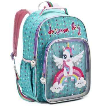 Imagem de Mochila Costas Infantil Feminina Unicórnio Denlex Verde