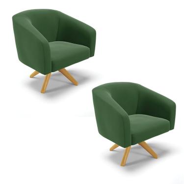 Imagem de Cadeira Sala De Jantar Giratória Ma30 Kit 2 Stella Suede D03 - D'rossi Cor Verde