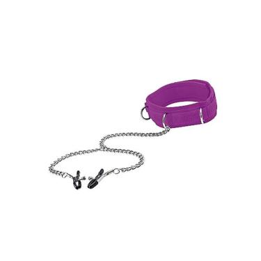 Imagem de Coleira Velcro Com Prendedor De Mamilos Shot Roxo