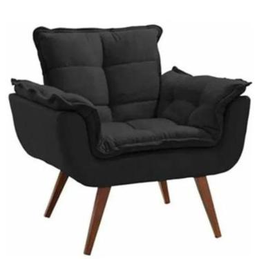 Imagem de Poltrona Decorativa Opala Escritório Recepção Sala Pé Palito Suede Veludo Preta - Fábrica 1 Móveis