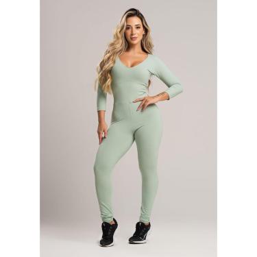 Imagem de Macacão Longo Feminino 3/4 Costa Fechada Fitness Poliamida Mvb Modas-Feminino