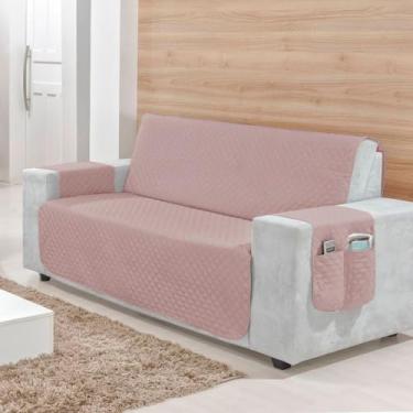 Imagem de Protetor de Sofá 2 3 4 Lugares Retrátil (1,00/1,50/1,80/2,20m) Capa Matelada Porta Objetos(ROSE,3 Lugares (1,50m))