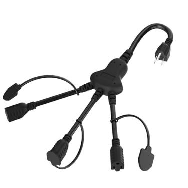 Imagem de Elecan Cabo De Extensão Alimentação 3 Vias, Divisor Em Y, 1,5 Pés, Pinos, 1 Para Cabo, Tomadas Múltiplas, Etl-Sjtw, Calibre 16, 13 A/125 V Iluminação, Paisagismo E Decorações Natal, Preto, Pacote Co