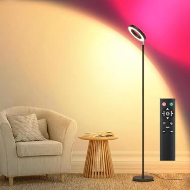 Imagem de Pesken [Novo 2025] Luminária De Chão Dupla Face 42 W, Pé Led Rgb Com Mudança Cor E Controle Remoto, Luz Quente/Neutra/Fria Regulável Continuamente, Luminárias Altas Modernas Para Sala Estar, Quarto,