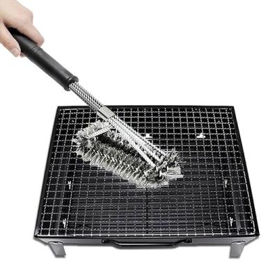 Imagem de Escova de Limpeza para Churrasqueira, Cerdas de Aço Inoxidável, Cabo Longo, para Grelhas e Espetos