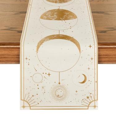 Imagem de Artoid Mode Caminho De Mesa Com Arte Mágica Da Lua E Astrologia Bege, Decoração Sazonal, Mística, Gótica, Para Cozinha Jantar, Festas Em Casa, 33 X 182 Cm