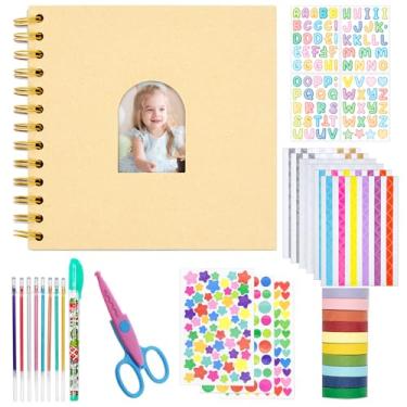 Imagem de Ablus Kit De Álbum Fotos Infantil Com Capa Dura, Faça Você Mesmo, Para Crianças, Papel Impressão Instantânea Câmera E Acessórios (Marrom)