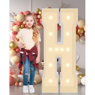 Imagem de GGPL Números De Letreiro Multifuncionais 1,2 M, Placa Plástico Corrugado, Montagem Rápida Em 5 Minutos Sem Ferramentas, Para Decoração Festas, Desmontável Placas Jardim Branco, Cartolina (Letras H)