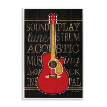 Imagem de Stupell Industries Banda de Garagem Guitarra Acústica Branco Emoldurado Giclée Design de Arte por Jennifer Pugh, 40 x 61