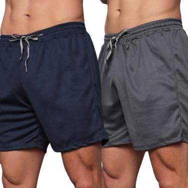 Imagem de Kit 2 Short Dry Fit Bermudas Masculino Duas Camadas - EwG, Azul, Cinza