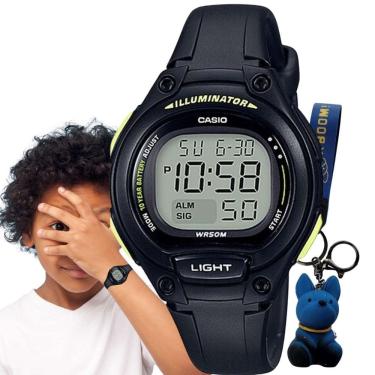 Imagem de Relógio de Pulso Casio Infantil Prova Dagua Calendáro Alarme Cronomemtro Luz Led Digital Esportivo LW-203 Rosa Preto Azul Cinza + Chaveiro Personagens