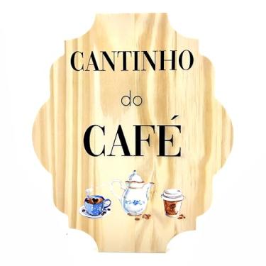 Imagem de Placa Decorativa de Cozinha em Pinus Cantinho do Café Cor:Colorido;Tamanho:25X30CM
