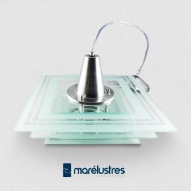 Imagem de Lustre espacial quadrado filetado Tamanho dos vidros: 33/28/23cm - Mar