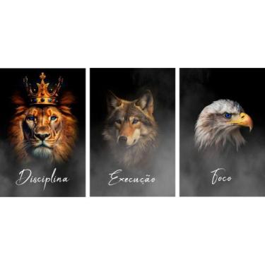 Imagem de Kit 3 Quadros Disciplina, Execução, Foco - MeMoldura, Moldura Preta, 6