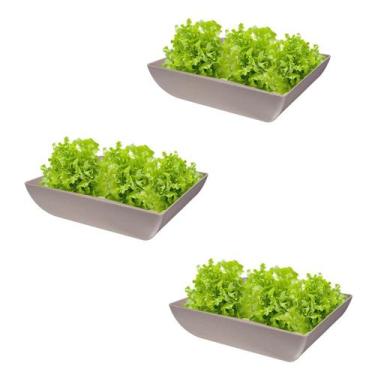 Imagem de 3un Saladeira Quadrada 2,9 Lt Travessa Petisqueira Cinza - Evo