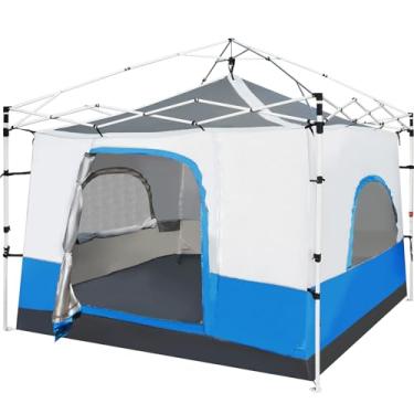 Imagem de REDCAMP Barraca de acampamento para dossel pop-up, barraca interna com janela de malha, converte o dossel de perna reta de 25 x 25 cm em abrigo de acampamento, serve para 4 a 6 pessoas, azul marinho
