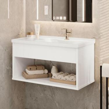 Imagem de Gabinete Suspenso encanto com nicho e Cuba Cores - EE Móveis, branco