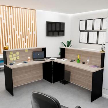 Imagem de Balcão Atendimento de Canto em L Recepção Consultório 140x60cm - Netmo