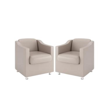 Imagem de Kit 2 Poltronas Bia Decorativa Reforçada Recepção Clinica Salão Sala De Estar Courino