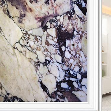 Imagem de Película de janela de privacidade de mármore, textura de estilo mármore, filme de vidro para sala de estar e escritório em casa, L90 x C 190 cm