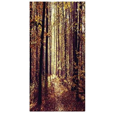 Imagem de Película de privacidade para janela florestal, adesivo decorativo de janela fosco, película de vidro não adesiva com bloqueio de UV para quarto, cozinha, escritório, L90 x C 190 cm, laranja escuro,