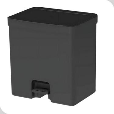 Imagem de Lixeira pedal 20l ou trium preta com tampa fechada e anel para saco li