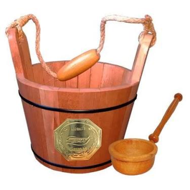 Imagem de Balde E Concha De Madeira Para Sauna Seca Impercap