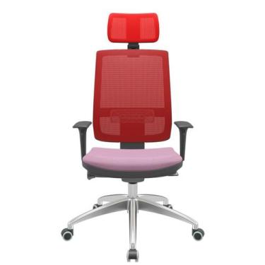 Imagem de Cadeira Office Brizza Tela Vermelha Com Encosto Assento Vinil Lilás Au