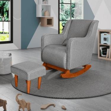 Imagem de Poltrona Amamentação C / Balanço Cadeira Descanso Aquila Com Puff Linh