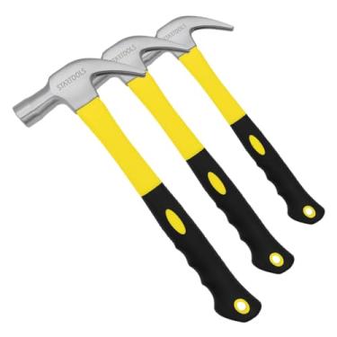 Imagem de Kit 3 Martelos Tipo Unha 370g E 27cm Cabo De Fibra Emborrachado Cabeça De Aço Profissional Startools