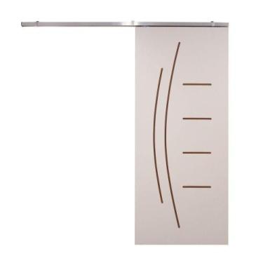 Imagem de Porta De Correr Branco Prime Frisada Kit Alumínio F08 - Smile - 210x90