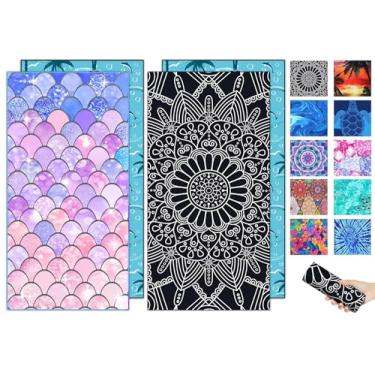 Imagem de 2 pacotes de toalhas de praia de microfibra à prova de areia para adultos – secagem rápida rápida acessórios de praia grandes para viagens, natação, piscina, ioga, acampamento, cobertor essencial