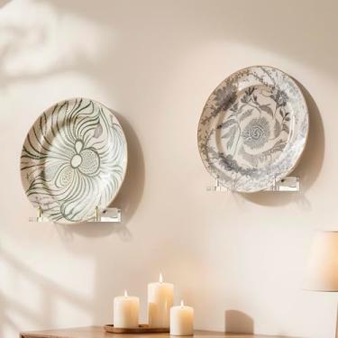 Imagem de Prateleira de acrílico para exibição de placas, suporte de placa de acrílico com ângulo de exibição ajustável, suporte ideal para pratos de 15 a 40 cm, porta-retratos, tigela, certificado, obras de