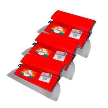 Imagem de Kit Desempenadeira de Aço Flexível Compel 25cm Aço Inox Para Massa Cor