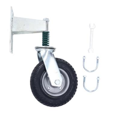 Imagem de VOMEKO 8 Volta de portão para serviço pesado 600 lb CapaciD Ade de aço carbono Caster de borracha com kit de parafuso U encaixa 1-5/8 a 2 Tubos redondos para garagem, portões (Cinza)