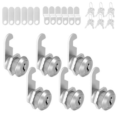 Imagem de inBovoga 6 fechaduras de caixa de correio com chaves, fechadura de armário com chave, fechaduras de came de armários de cozinha com chave de 5/20.3 cm, trava de gaveta para gavetas e porta de