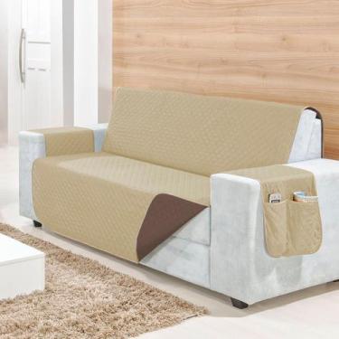 Imagem de Capa Protetor Para Sofá 3 Lugares Impermeável Lana Dupla Face Com Port