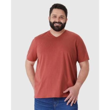 Imagem de Camiseta Básica Masculina Malwee Plus Size Gola V Ref. 87848, Goiaba 7