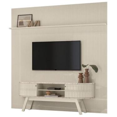 Imagem de Painel Bancada Tv 75 Pol 245x238 cm Laguna Calacata Off White MADETEC,