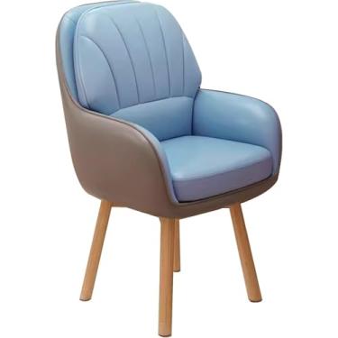 Imagem de Cadeira Para Penteadeira, Cadeira De Maquiagem, Cadeira Giratória, Cadeira De Computador Com Braços, Encosto E Pernas De Madeira Maciça, Cadeira Para Quarto, Blue, One Size