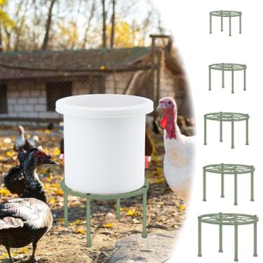 Imagem de lokeisna Pacote Com 5 Suportes De Metal Para Bebedouro E Alimentador Frango, Suporte 4 Pernas, Ferro Redondos Serviços Pesados, Baldes Rack Equipados Porta Instalação, Galinheiro Aves Interno Extern
