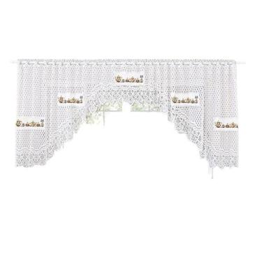 Imagem de Cortina Bando Renda Cascata Siena Cozinha Estampa 3,15X0,95 - Beija Fl