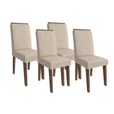 Imagem de Kit 4 Cadeiras Sala Jantar Milena 4 Un Marrocos/Suede Bege - Cimol